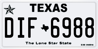 TX license plate DIF6988