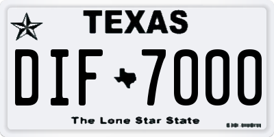 TX license plate DIF7000