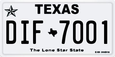 TX license plate DIF7001