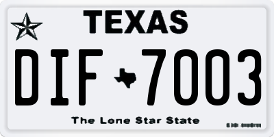 TX license plate DIF7003