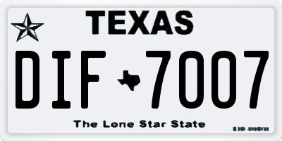 TX license plate DIF7007