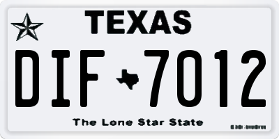TX license plate DIF7012