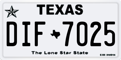 TX license plate DIF7025