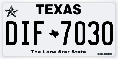 TX license plate DIF7030