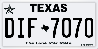 TX license plate DIF7070