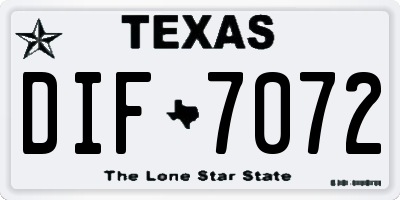 TX license plate DIF7072