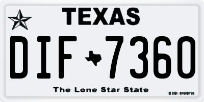 TX license plate DIF7360