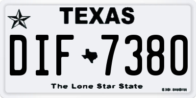 TX license plate DIF7380