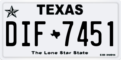 TX license plate DIF7451