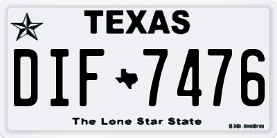 TX license plate DIF7476