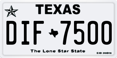TX license plate DIF7500
