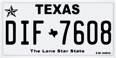 TX license plate DIF7608