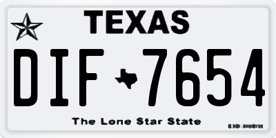 TX license plate DIF7654