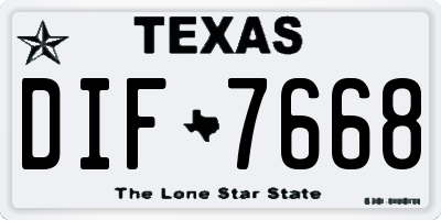 TX license plate DIF7668