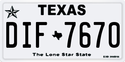 TX license plate DIF7670