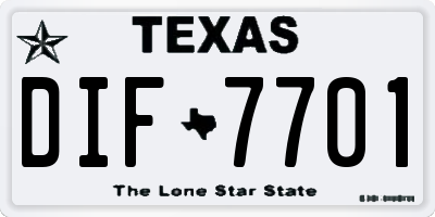TX license plate DIF7701