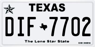 TX license plate DIF7702