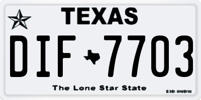 TX license plate DIF7703