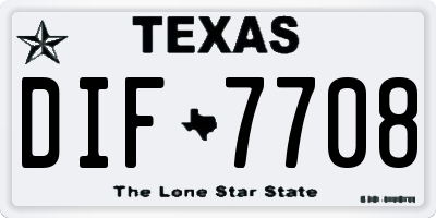 TX license plate DIF7708