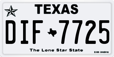 TX license plate DIF7725