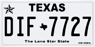 TX license plate DIF7727