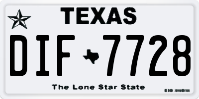 TX license plate DIF7728