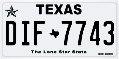 TX license plate DIF7743