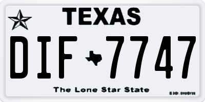 TX license plate DIF7747