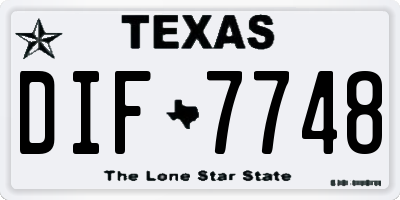 TX license plate DIF7748