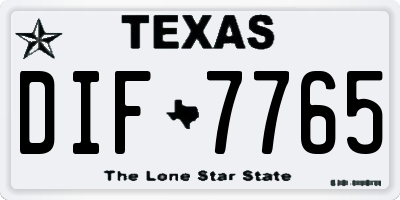 TX license plate DIF7765