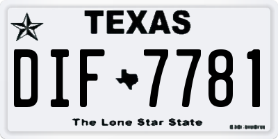 TX license plate DIF7781