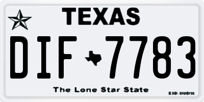 TX license plate DIF7783