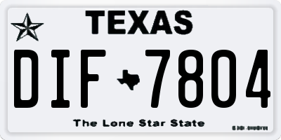 TX license plate DIF7804