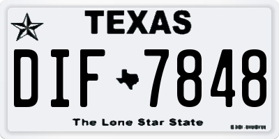 TX license plate DIF7848