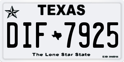 TX license plate DIF7925