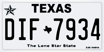 TX license plate DIF7934