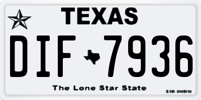 TX license plate DIF7936
