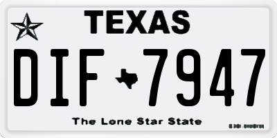 TX license plate DIF7947