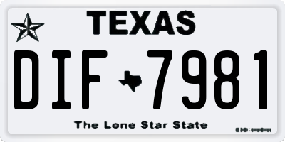TX license plate DIF7981