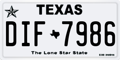 TX license plate DIF7986