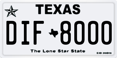 TX license plate DIF8000