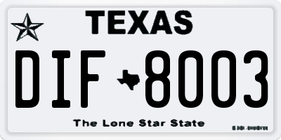 TX license plate DIF8003