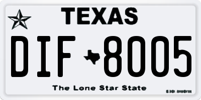 TX license plate DIF8005
