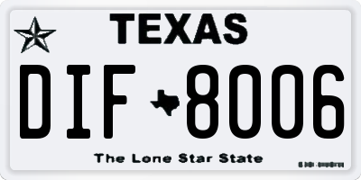 TX license plate DIF8006