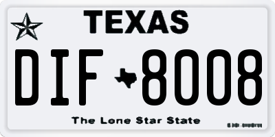 TX license plate DIF8008