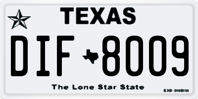 TX license plate DIF8009