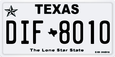 TX license plate DIF8010
