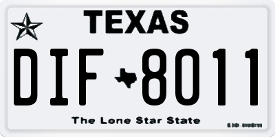 TX license plate DIF8011