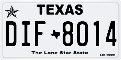 TX license plate DIF8014