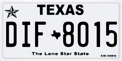 TX license plate DIF8015